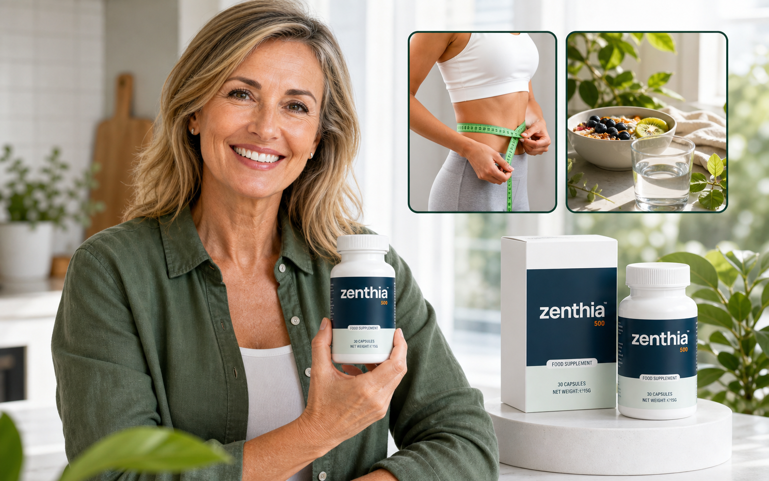 Femme souriante avec Zenthia et routine minceur